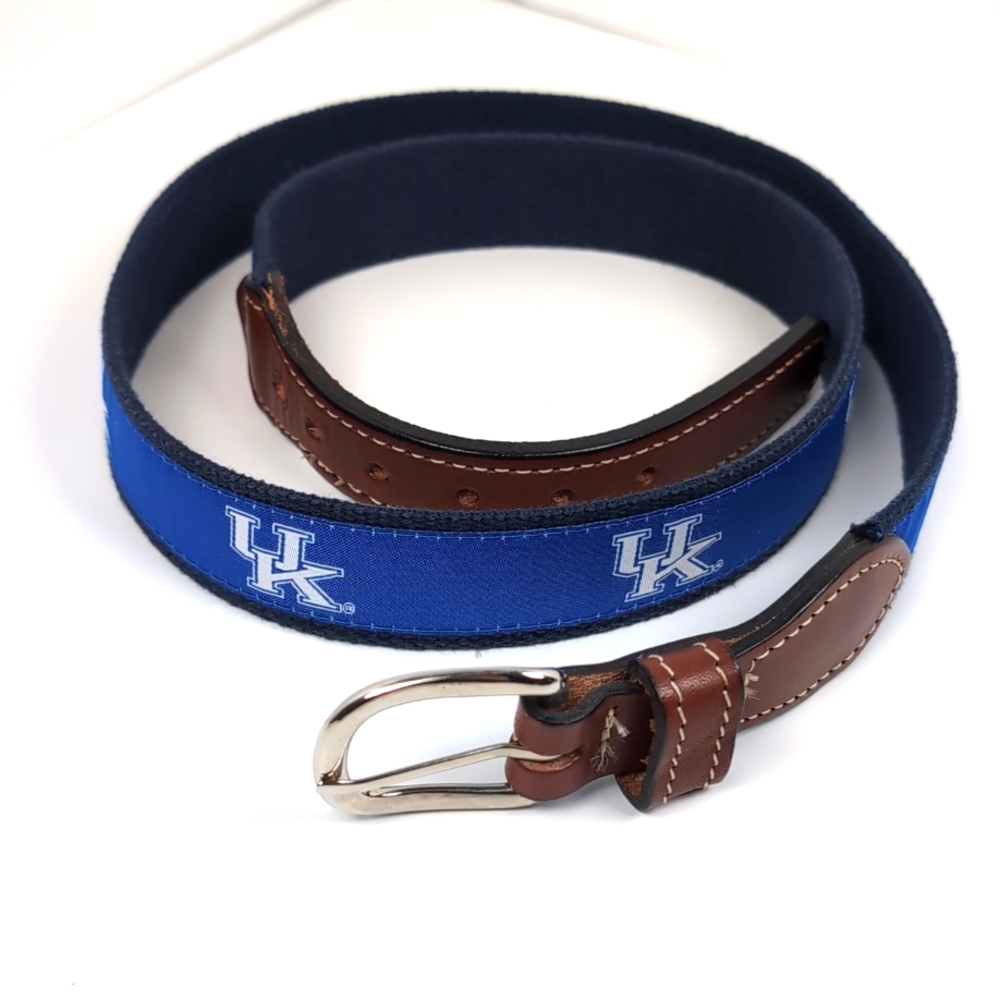 University of Kentucky Blue Men's Belt with Leather Trim